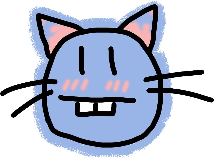  a purple blue cat smiling