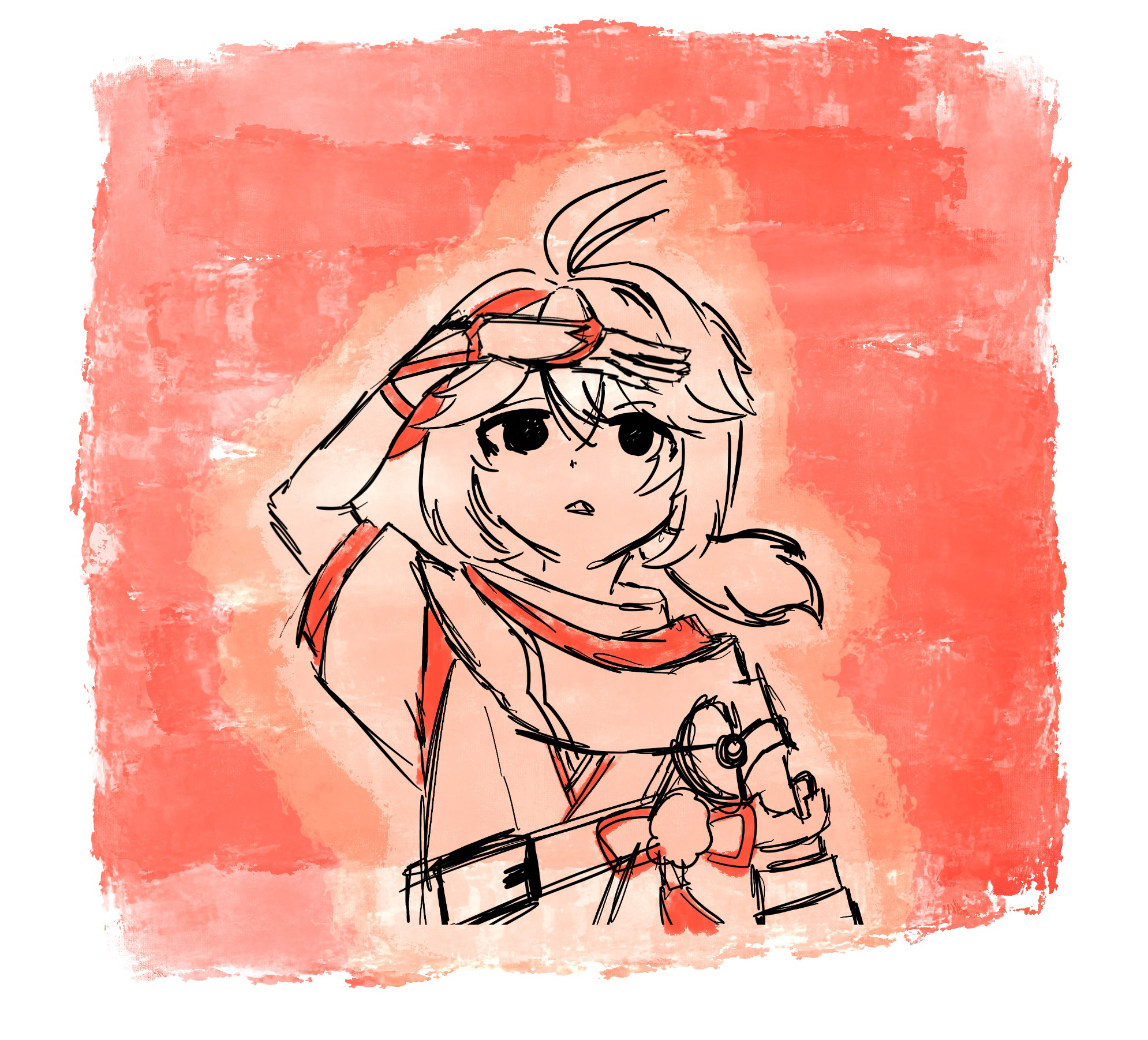 Sketch of Kazu looking afar